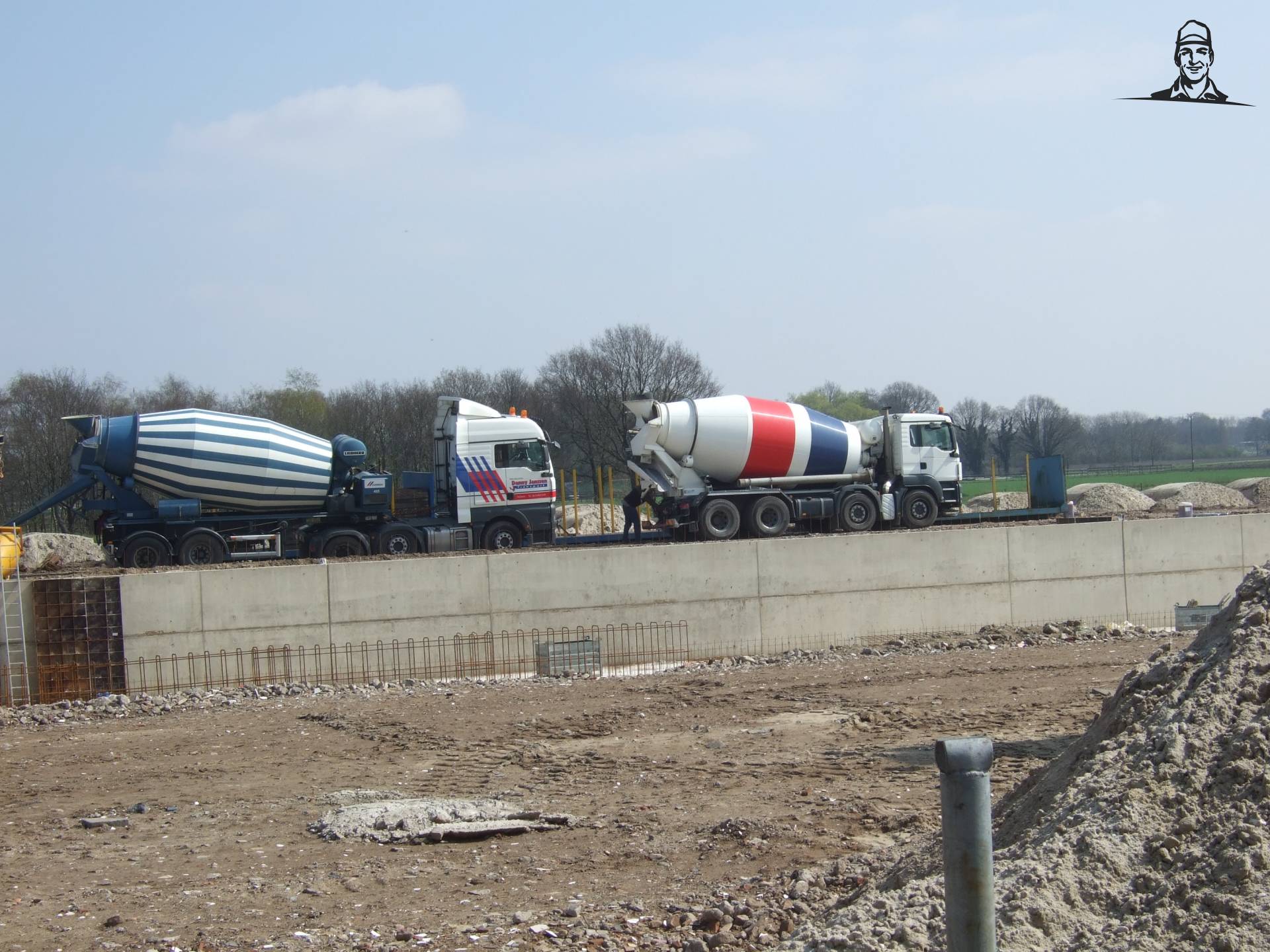 vrachtwagen met beton vast van newholland powers