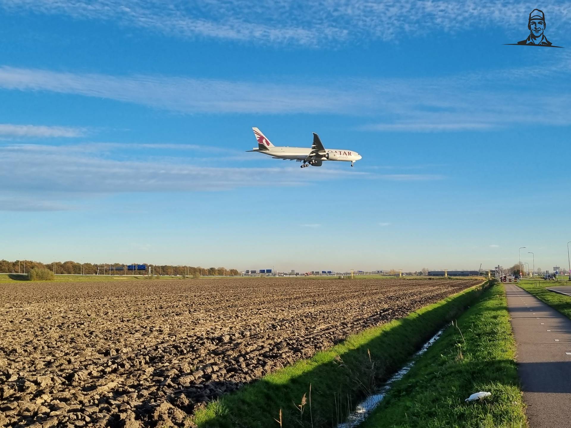 Landend vliegtuig Schiphol van Grasbaal