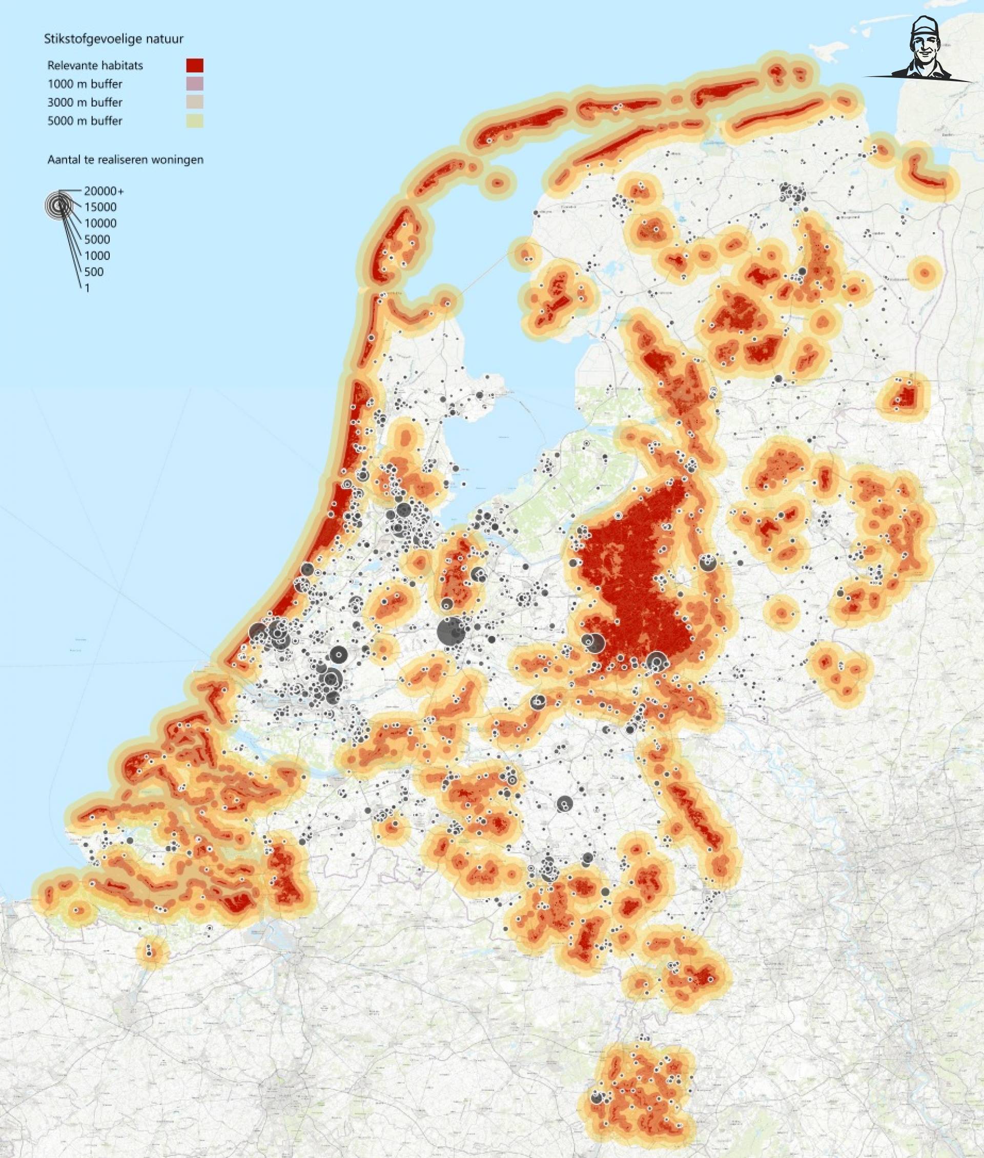 Kaartje bouwend Nederland van Grasbaal