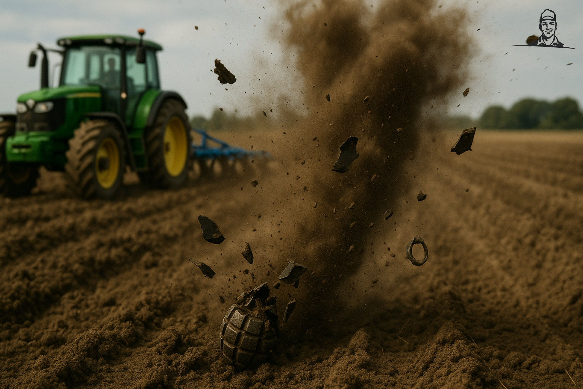 Ontploffende granaat na ploegen van Grasbaal