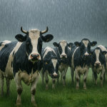 Koeien in de regen