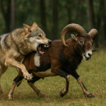 Moeflon aangevallen door Wolf